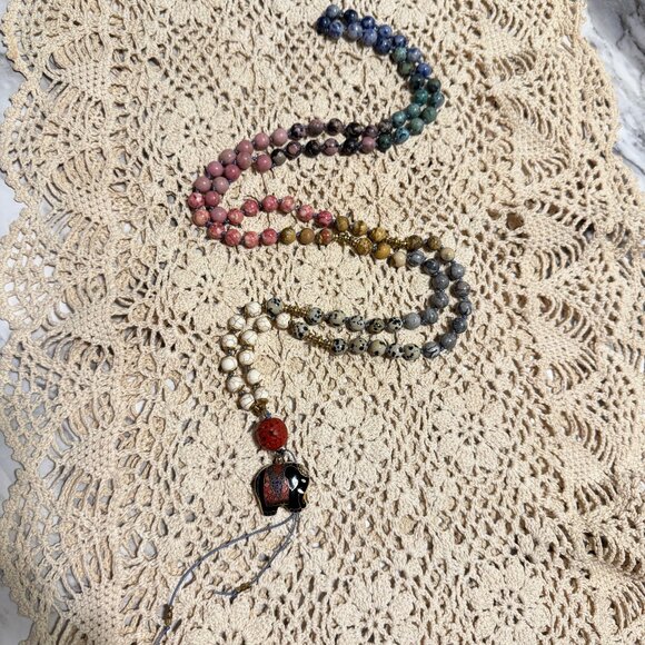 CINNABAR ELEPHANT Handmade Semi Precious 8mm Gemstone 108 Bead Mala Neck… - Picture 1 of 16